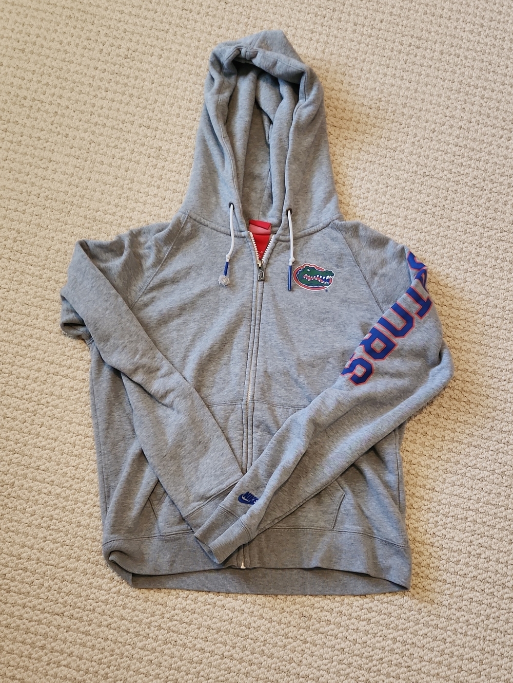 Nike Florida Gators Gray Zip-Up Hoodie with Blue and Orange Accents